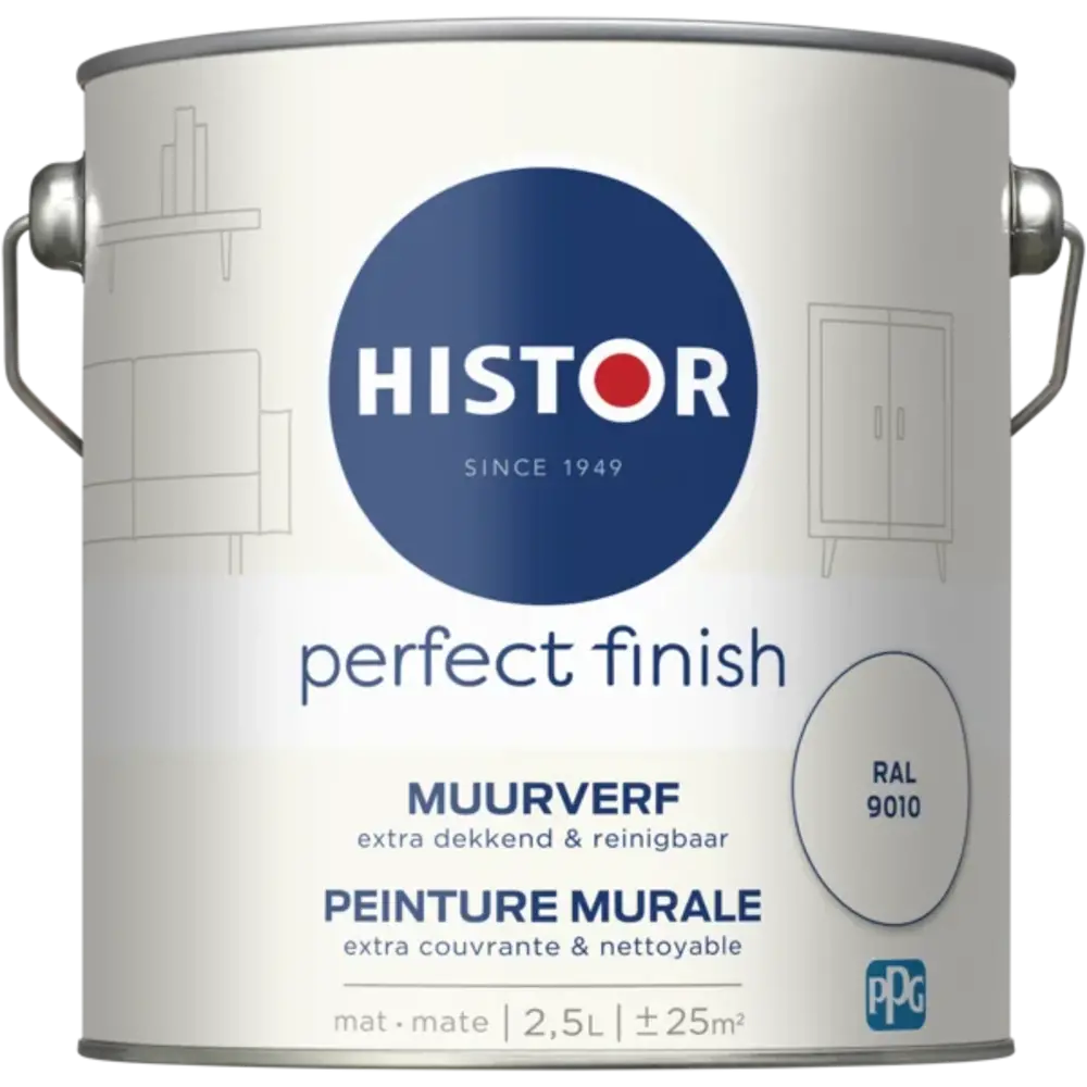 Histor Perfect Finish Muurverf Mat RAL 9010 Histor Perfect Finish Muurverf Mat RAL 9010
