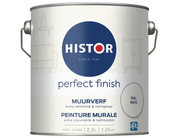 Histor Perfect Finish Muurverf Mat RAL 9010 Histor Perfect Finish Muurverf Mat RAL 9010