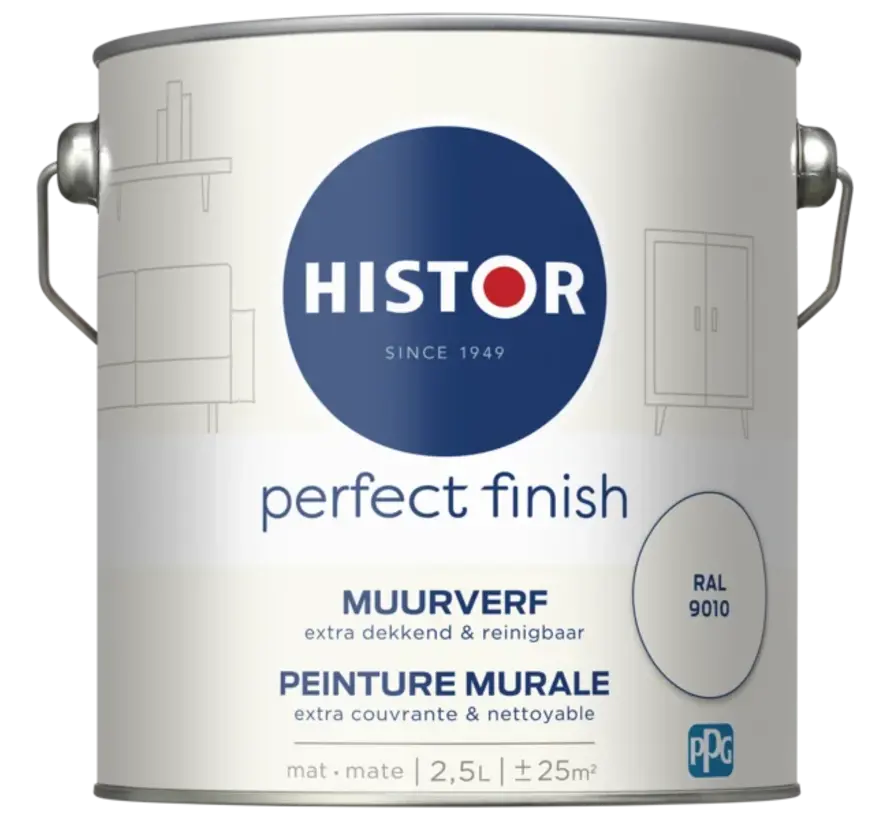 Histor Perfect Finish Muurverf Mat RAL 9010 - 2,5 LTR