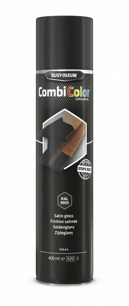 Rust-Oleum Combicolor 7375 Zijdeglans Zwart RAL9005 Spuitbus Rust-Oleum Combicolor 7375 Zijdeglans Zwart RAL9005 Spuitbus