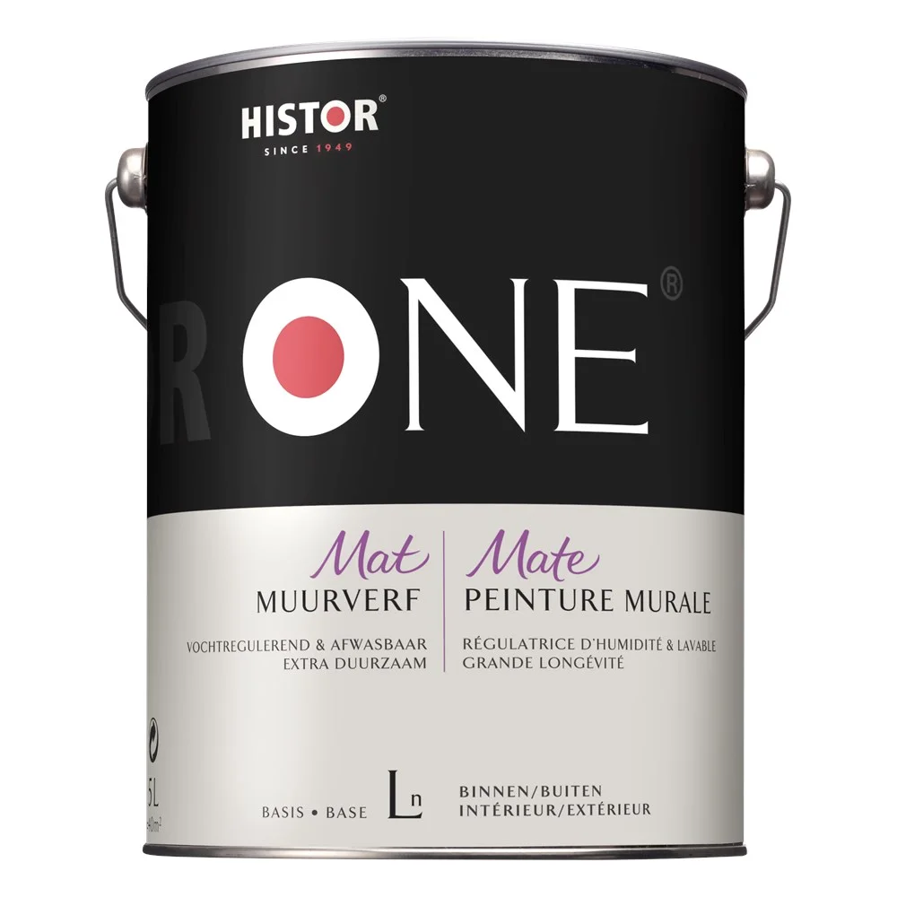One Muurverf Mat Vochtregulerend & Afwasbaar | 5 LTR | Wit