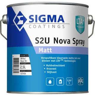 S2U Nova Spray Matt | Verspuitbare Matte Lakverf Binnen | 2,5 LTR | Wit