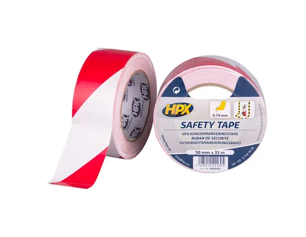 HPX Tapes Zelfklevende Markeringstape Wit/Rood 33 mtr HPX Tapes Zelfklevende Markeringstape Wit/Rood 33 mtr
