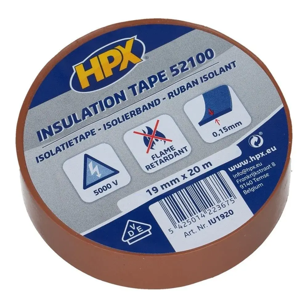HPX Tapes PVC Isolatietape Bruin 20 mtr HPX Tapes PVC Isolatietape Bruin 20 mtr