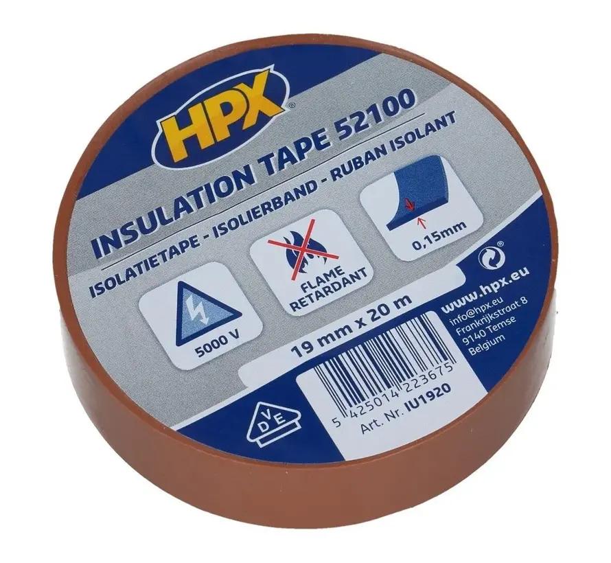 HPX Tapes PVC Isolatietape Bruin 20 mtr - 1 ST 