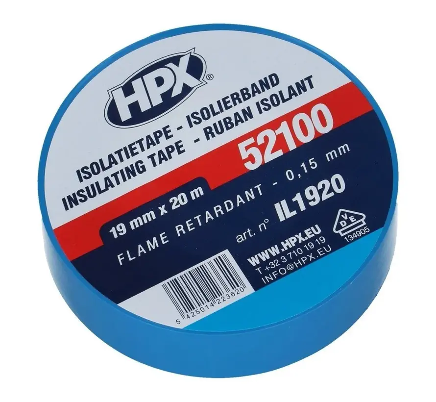 HPX Tapes PVC Isolatietape Blauw 20 mtr - 1 ST 