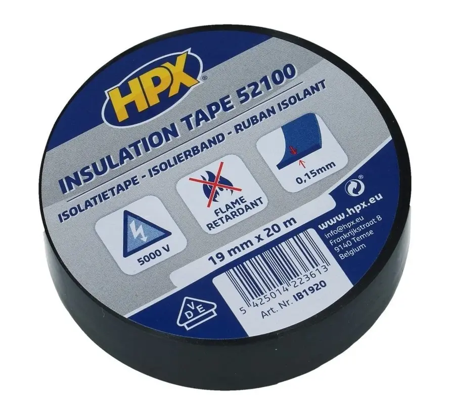 HPX Tapes PVC Isolatietape Zwart 20 mtr - 1 ST 