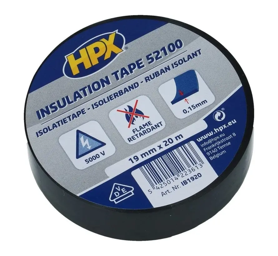 HPX Tapes PVC Isolatietape Zwart 20 mtr bestellen HPX Tapes PVC Isolatietape Zwart 20 mtr bestellen