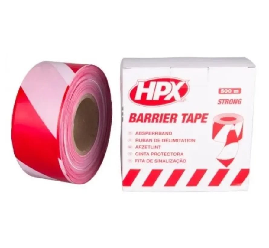 HPX Tapes Afzetlint Wit/Rood 500 mtr - 1 ST 