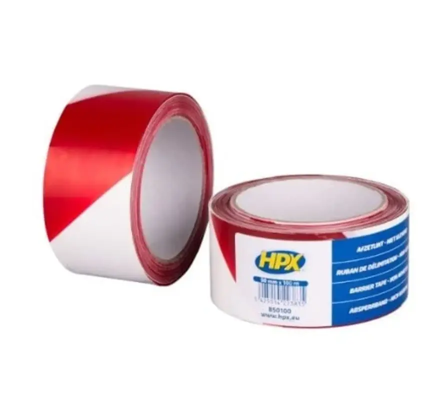 HPX Tapes Afzetlint Wit/Rood 100 mtr - 1 ST 