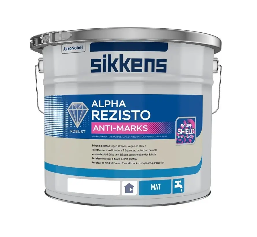 Sikkens Alpha Rezisto Anti-Marks Mat | Matte Reinigbare Muurverf - 1 LTR 