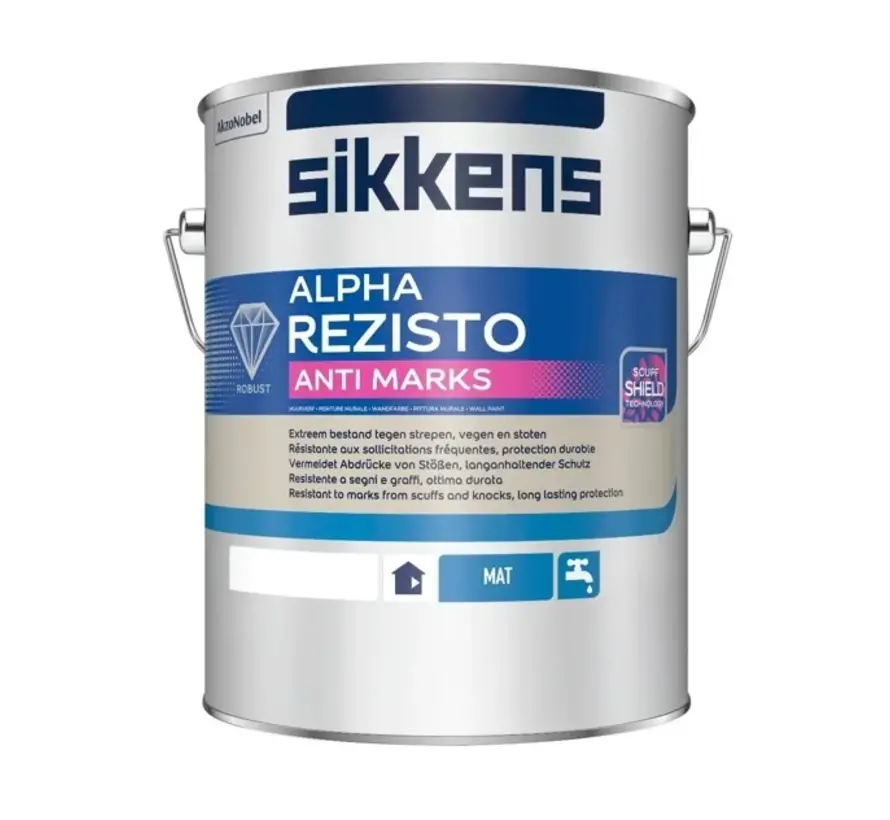 Sikkens Alpha Rezisto Anti-Marks Mat | Matte Reinigbare Muurverf - 1 LTR 