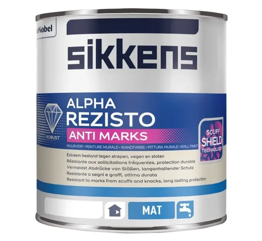 Sikkens Alpha Rezisto Anti-Marks Mat | Matte Reinigbare Muurverf - 1 LTR 