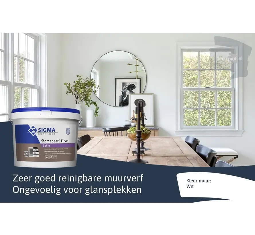 Sigma Sigmapearl Clean Satin | Reinigbare Zijdeglans Muurverf - 2,5 LTR 