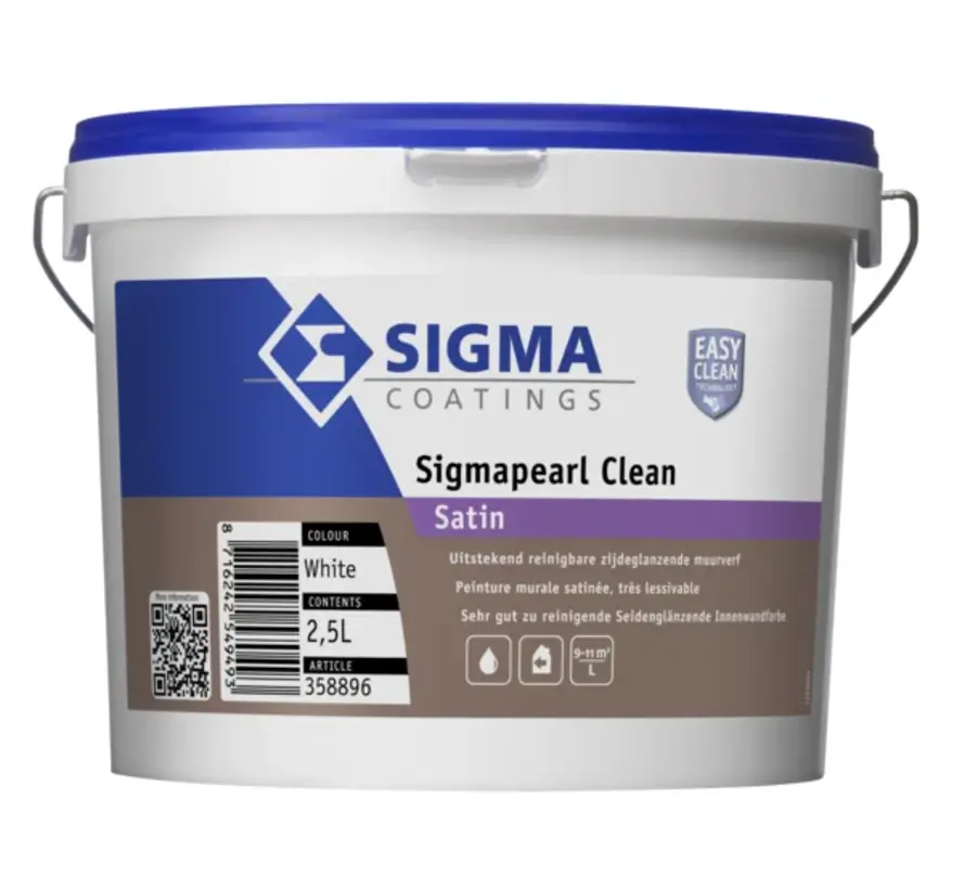 Sigma Sigmapearl Clean Satin | Reinigbare Zijdeglans Muurverf - 2,5 LTR 