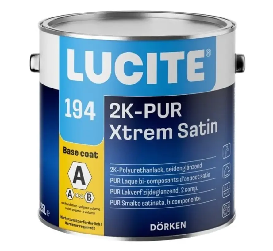 Lucite 194 2K-PUR Xtrem Satin | Let op: exclusief verharder - 1 LTR 