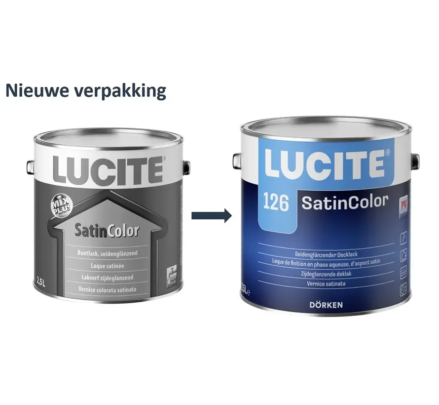 Lucite 126 SatinColor | Zijdeglans Lakverf Binnen & Buiten - 1 LTR 