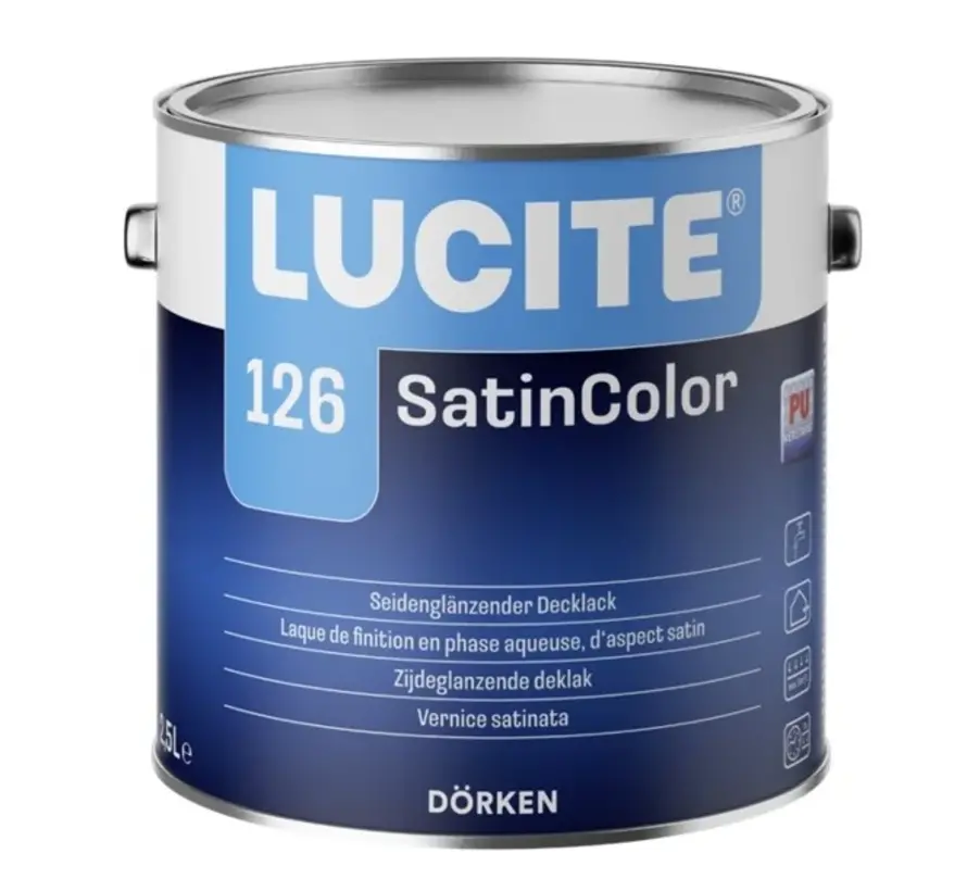 Lucite 126 SatinColor | Zijdeglans Lakverf Binnen & Buiten - 1 LTR 