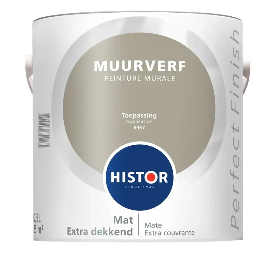 Histor Perfect Finish Muurverf Mat Toepassing 6967 - 2,5 LTR