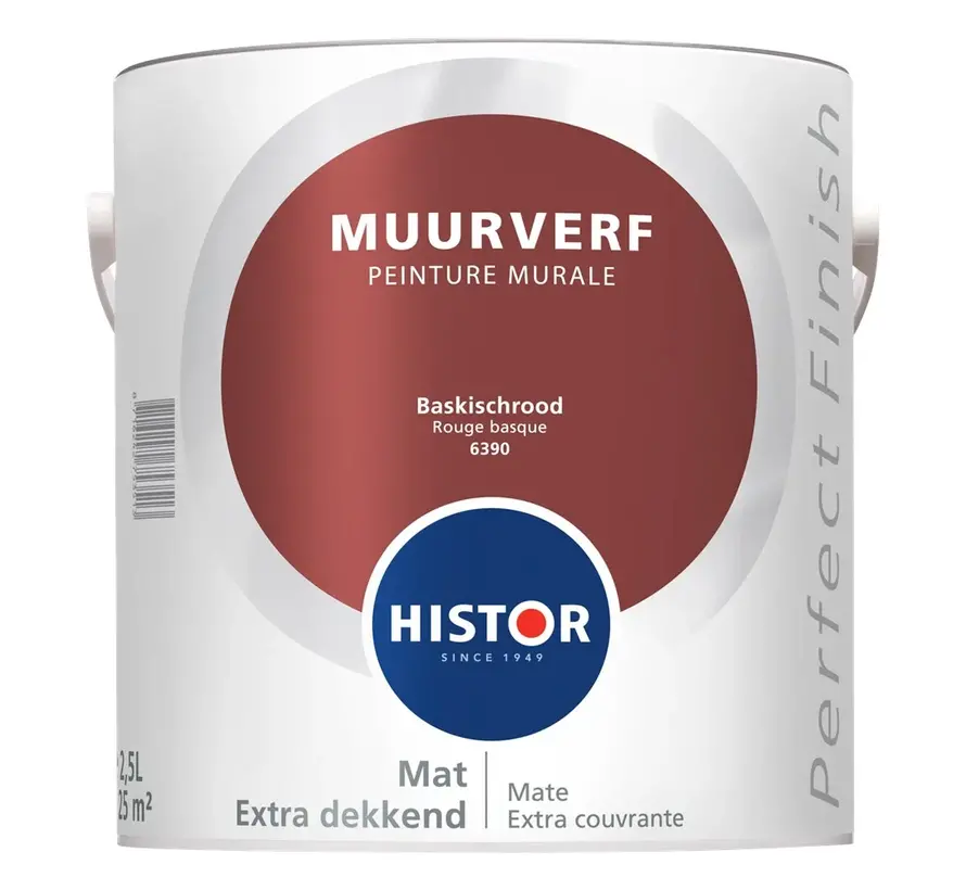 Histor Perfect Finish Muurverf Mat Baskischrood 6390 - 2,5 LTR