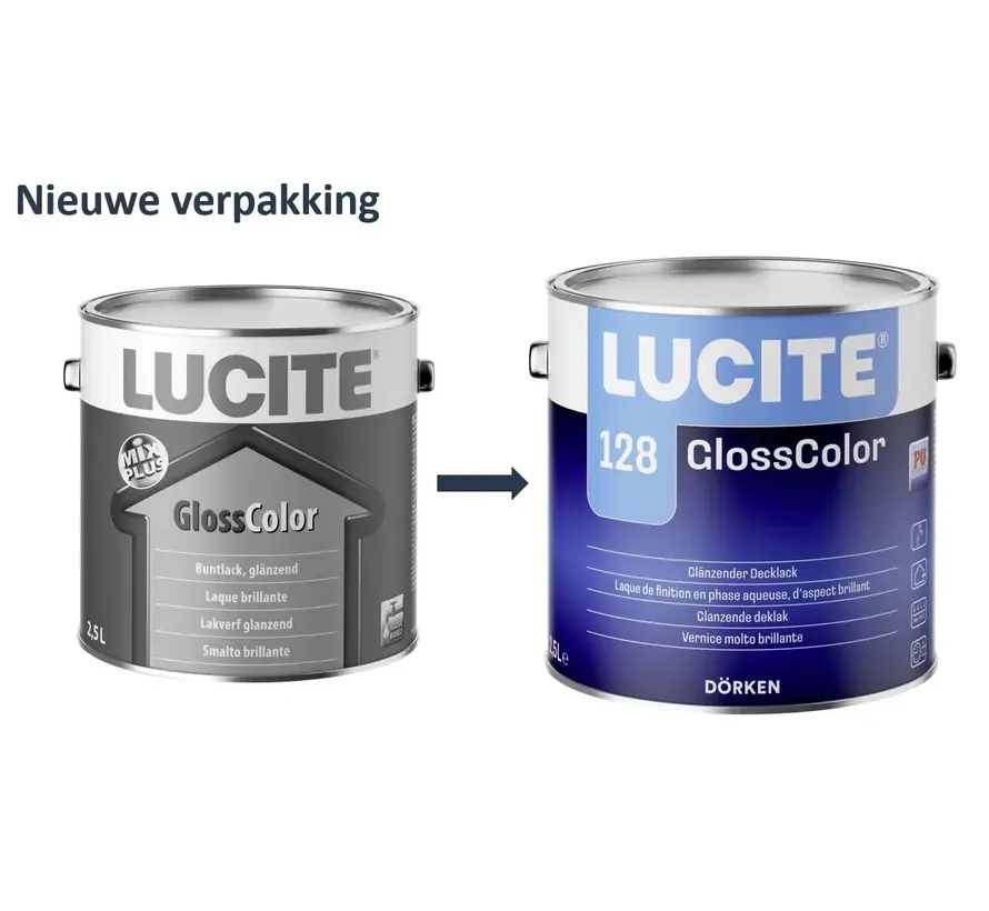 Lucite 128 GlossColor | Hoogglans Lakverf Binnen & Buiten - 1 LTR 