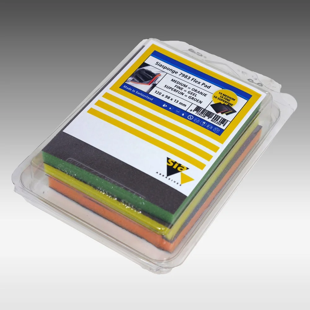 Sia flexibele schuurpads assorti - medium + fijn + extra fijn