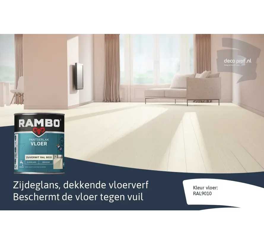 Rambo Pantserlak Vloer Dekkend Zijdeglans RAL9010 - 750 ML