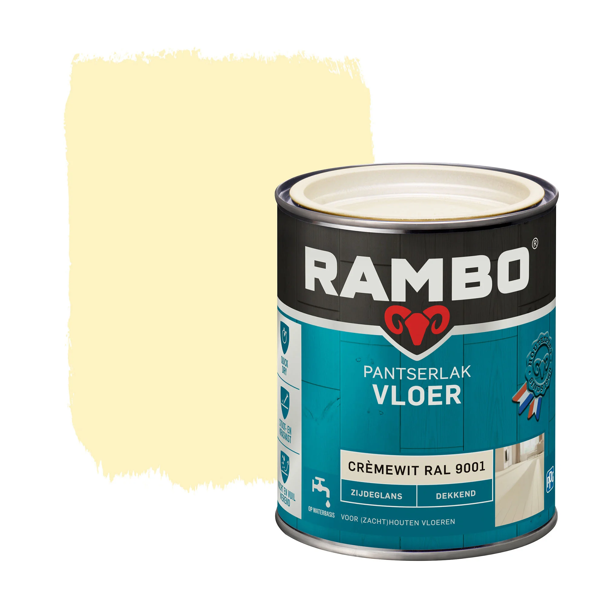 Rambo pantserlak vloer acryl dekkend zijdeglans cremewit 750 ml