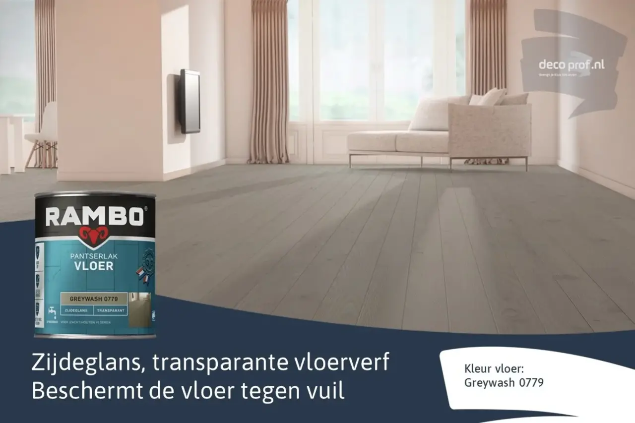Rambo Pantserlak Vloer Transparant Zijdeglans Greywash 0779 Rambo Pantserlak Vloer Transparant Zijdeglans Greywash 0779