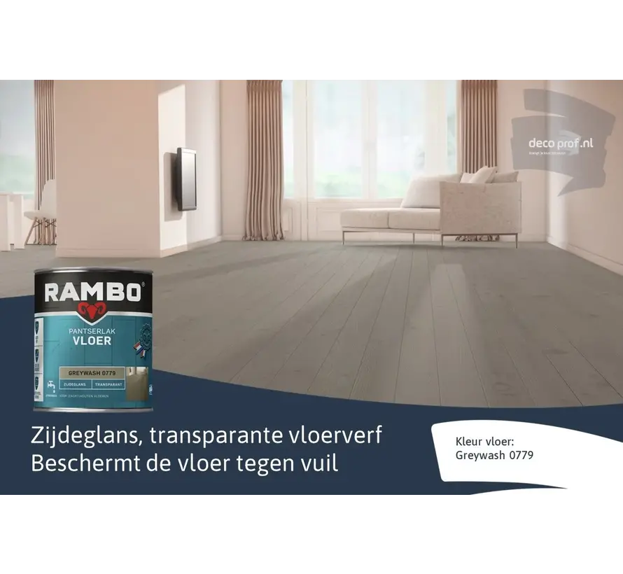 Rambo Pantserlak Vloer Transparant Zijdeglans Greywash 0779 - 750 ML