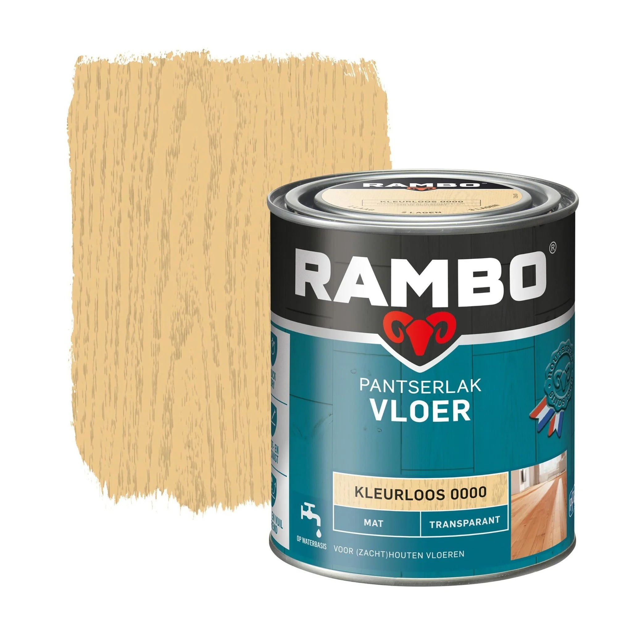 Rambo pantserlak vloer transparant mat kleurloos 750 ml