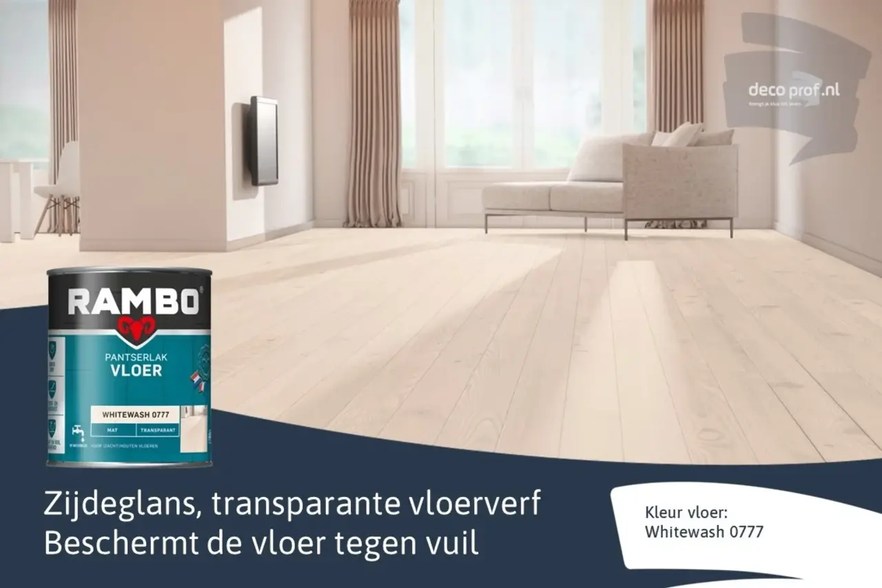 Rambo Pantserlak Vloer Transparant Zijdeglans Whitewash 0777 Rambo Pantserlak Vloer Transparant Zijdeglans Whitewash 0777