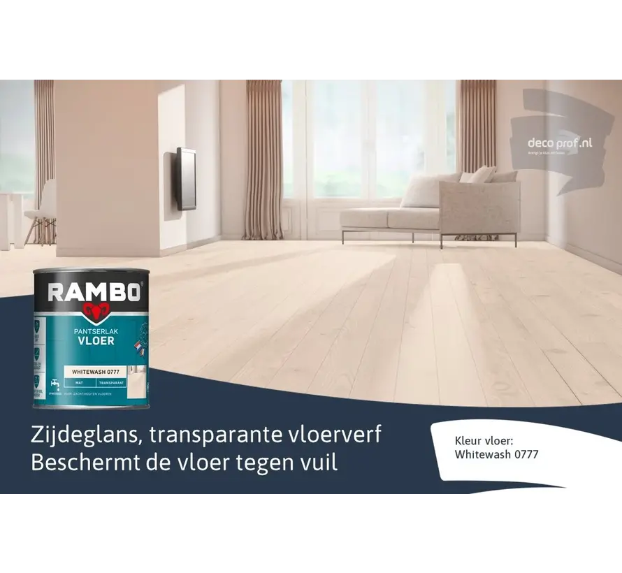 Rambo Pantserlak Vloer Transparant Zijdeglans Whitewash 0777 - 2,5 LTR