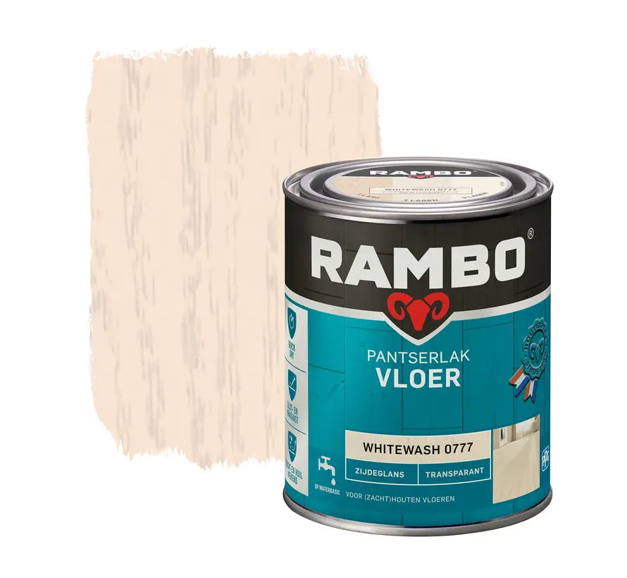 Rambo Pantserlak Vloer Transparant Zijdeglans Whitewash 0777 - 2,5 LTR