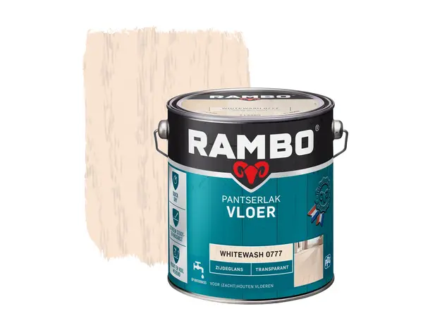 Rambo Pantserlak Vloer Transparant Zijdeglans Whitewash 0777 Rambo Pantserlak Vloer Transparant Zijdeglans Whitewash 0777