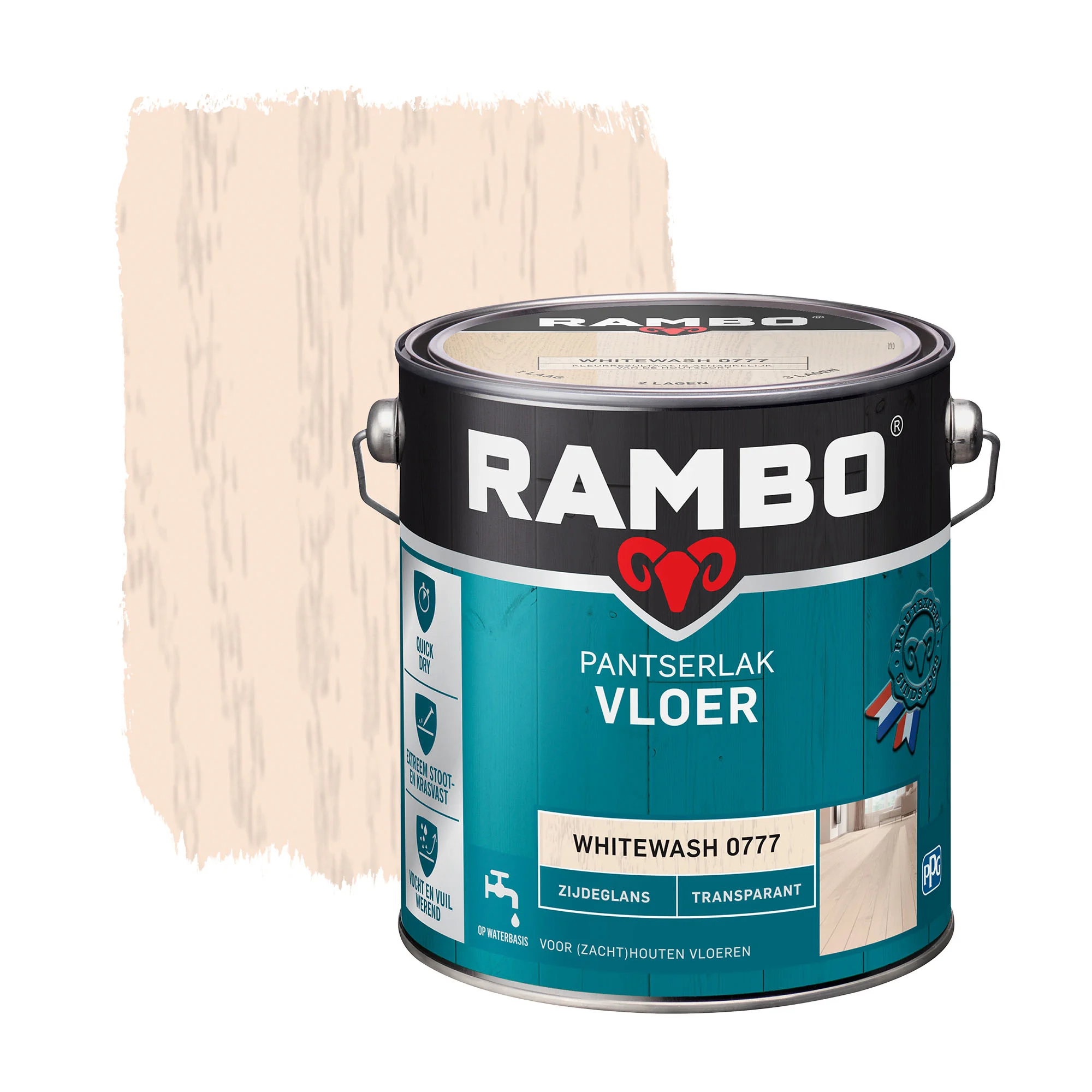 Rambo pantserlak vloer transparant zijdeglans whitewash 25 liter