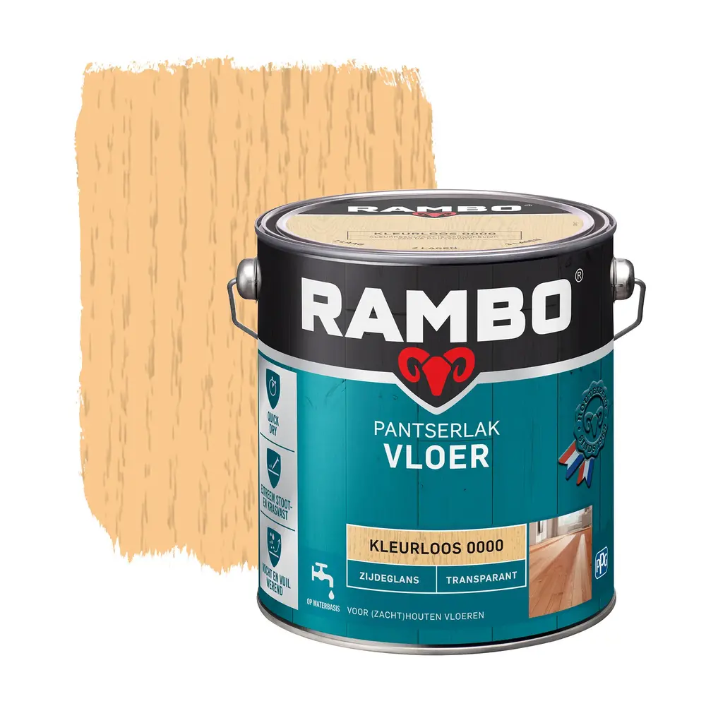 Rambo Pantserlak Vloer Transparant Zijdeglans 0000 Rambo Pantserlak Vloer Transparant Zijdeglans 0000