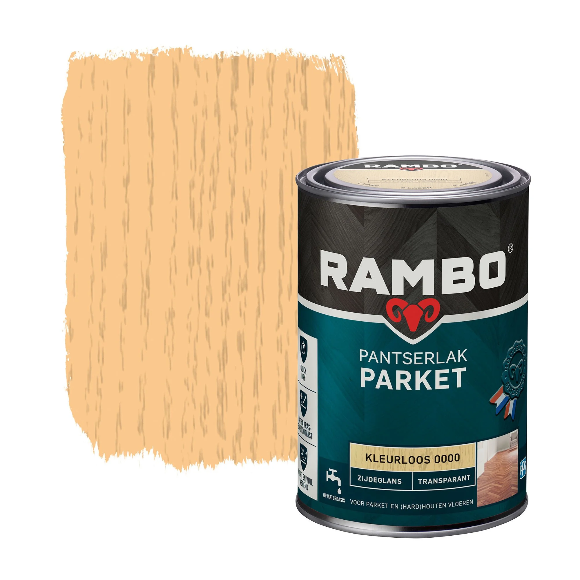 Rambo pantserlak parket transparant zijdeglans kleurloos 125 liter