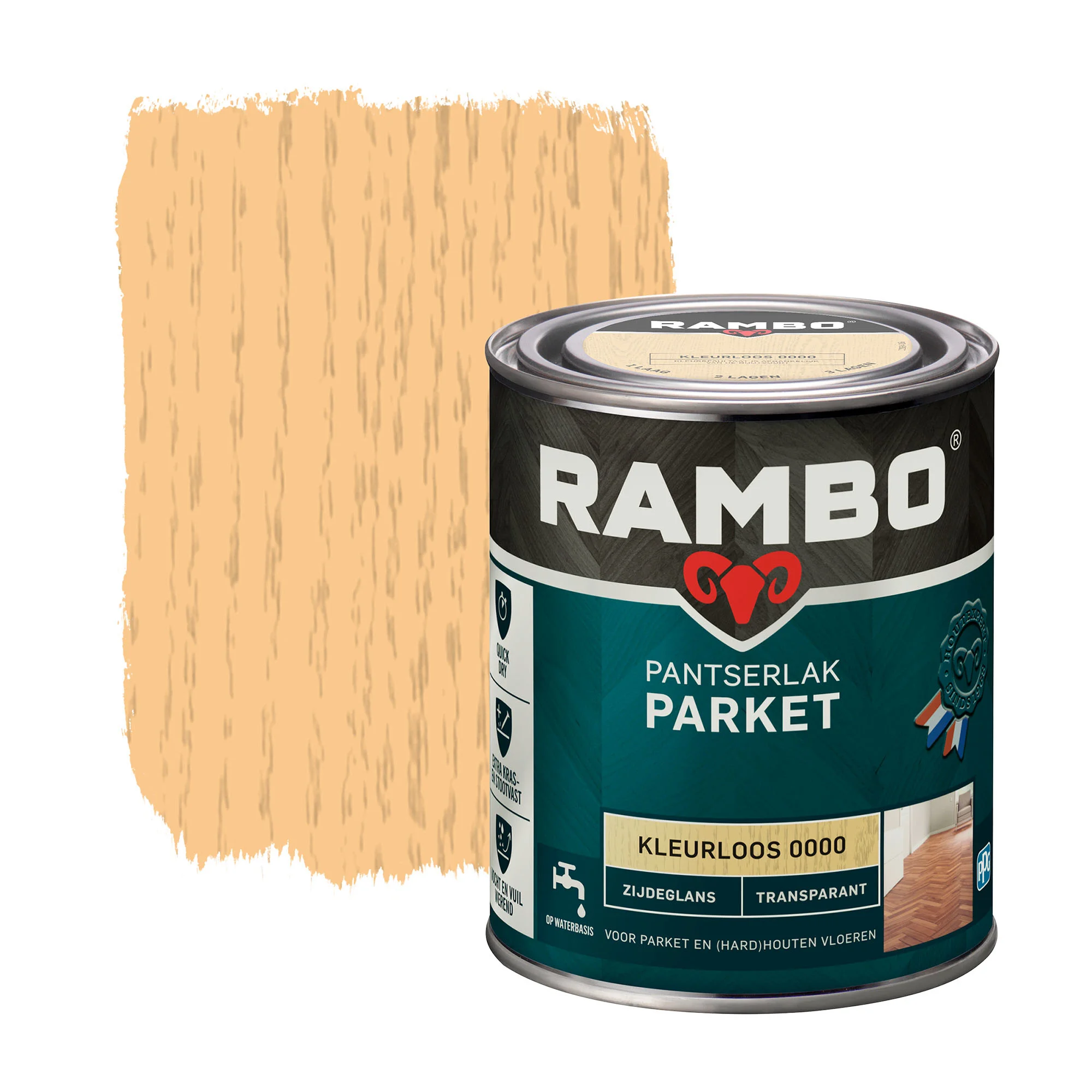 Rambo pantserlak parket transparant zijdeglans kleurloos 750 ml