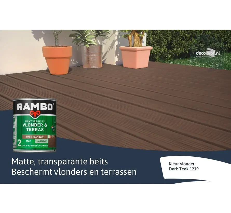 Rambo Pantserbeits Vlonder&Terras Mat Transparant Dark Teak 1219 - 1 LTR