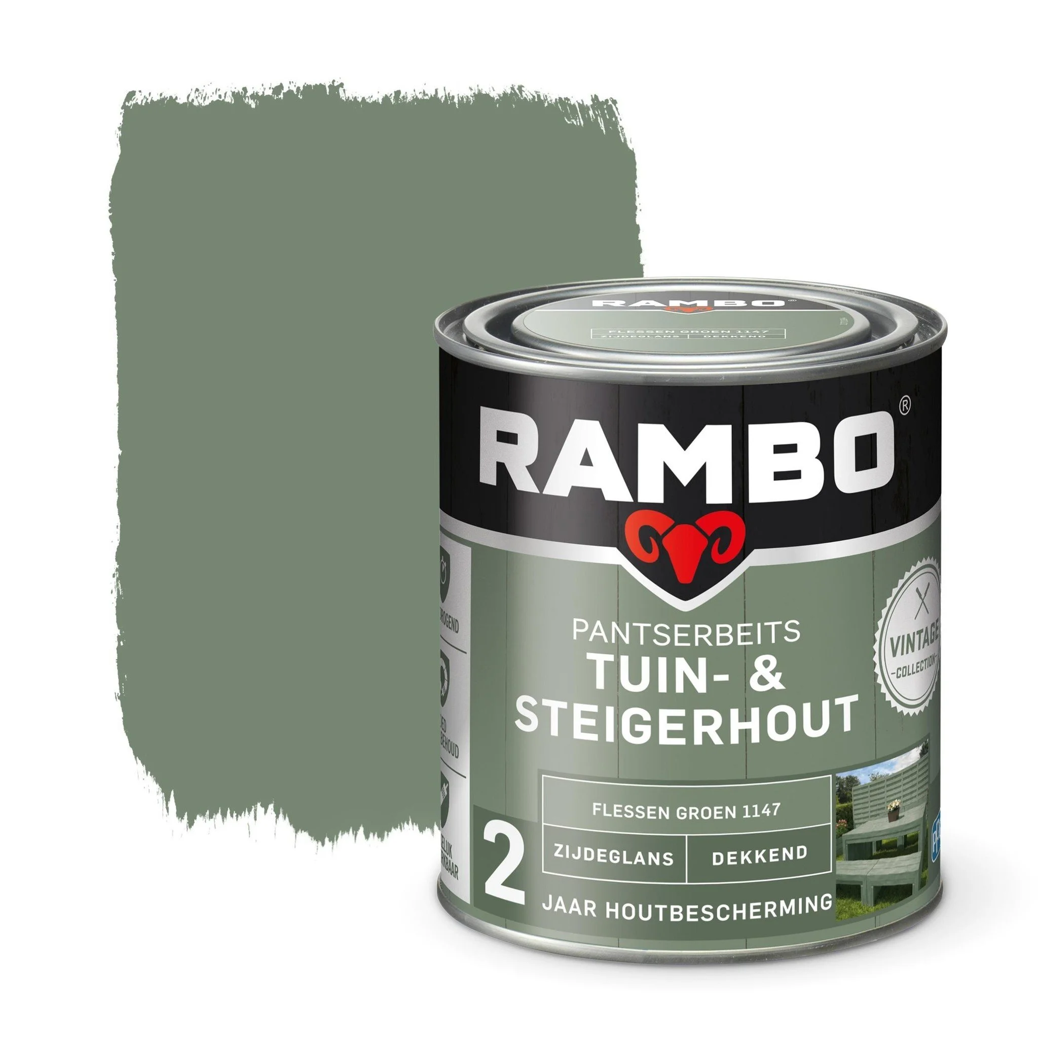 Pantserbeits Tuin&Steigerhout Zijdeglans Dekkend Flessen Groen 1147 | 750 ML