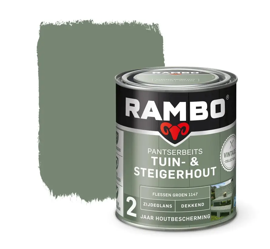 Rambo Pantserbeits Tuin&Steigerhout Zijdeglans Dekkend Flessen Groen 1147 - 750 ML