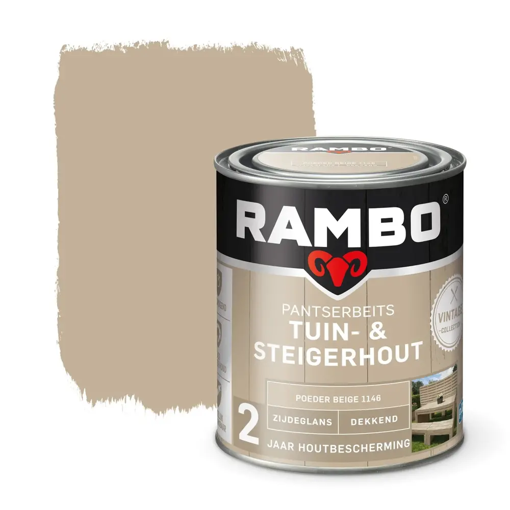 Rambo Pantserbeits Tuin&Steigerhout Zijdeglans Dekkend Poeder Beige 1146 Rambo Pantserbeits Tuin&Steigerhout Zijdeglans Dekkend Poeder Beige 1146