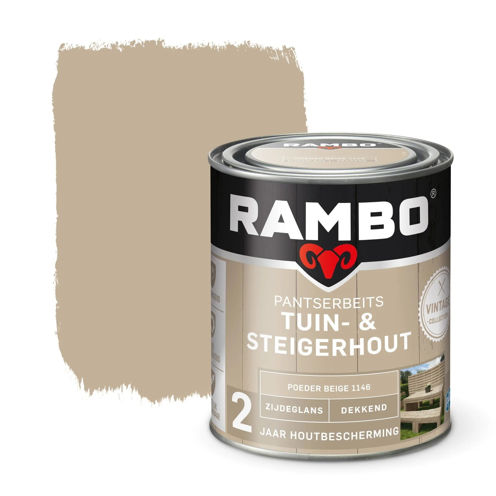 Pantserbeits Tuin&Steigerhout Zijdeglans Dekkend Poeder Beige 1146 | 750 ML