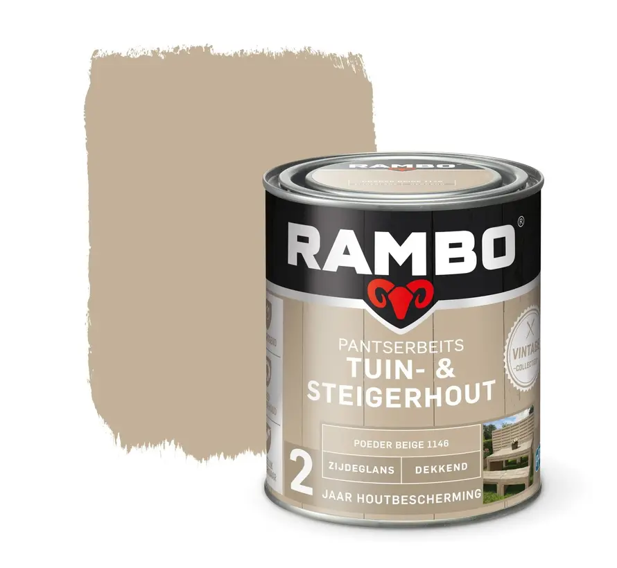 Rambo Pantserbeits Tuin&Steigerhout Zijdeglans Dekkend Poeder Beige 1146 - 750 ML