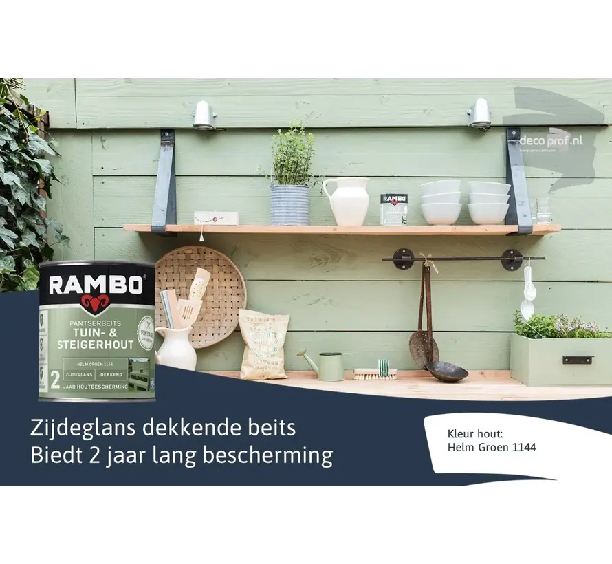 Rambo Pantserbeits Tuin&Steigerhout Zijdeglans Dekkend Helm Groen 1144 - 750 ML