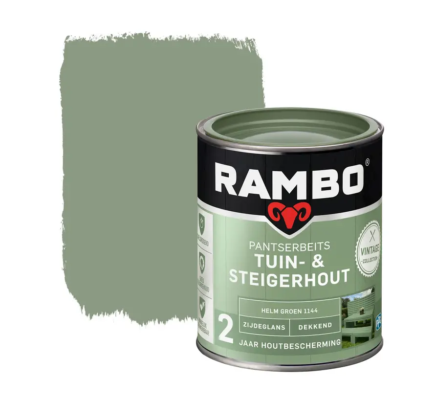 Rambo Pantserbeits Tuin&Steigerhout Zijdeglans Dekkend Helm Groen 1144 - 750 ML