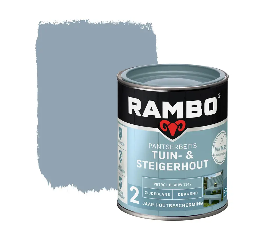 Rambo Pantserbeits Tuin&Steigerhout Zijdeglans Dekkend Petrol Blauw 1142 - 750 ML