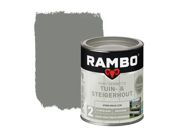 Rambo Pantserbeits Tuin&Steigerhout Zijdeglans Dekkend Steen Grijs 1139 Rambo Pantserbeits Tuin&Steigerhout Zijdeglans Dekkend Steen Grijs 1139