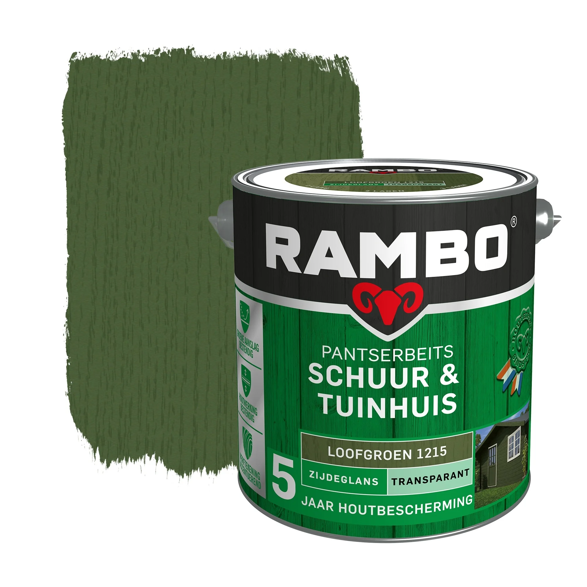 Pantserbeits Schuur&Tuinhuis Zijdeglans Transparant Loofgroen 1215 | 2,5 LTR
